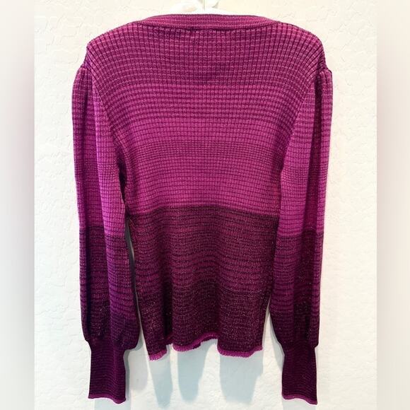 FATE | Purple Ombre Sweater Metallic Knit Waffle Texture Fitted NWT | Size XL - Picture 5 of 9